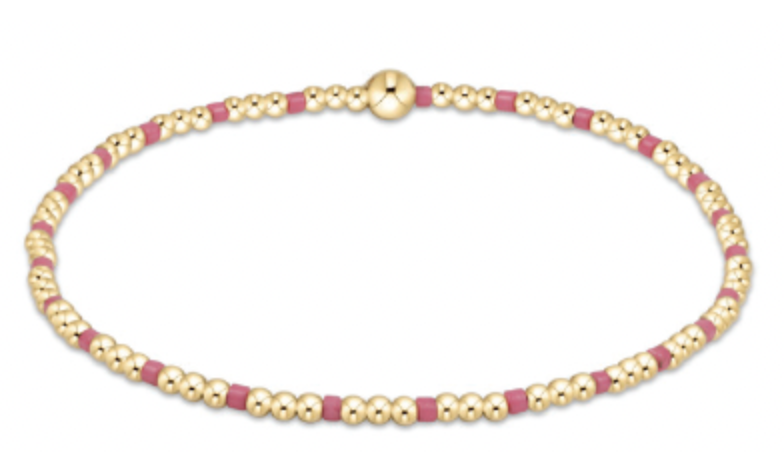 Hope Sincerity Pattern 2mm Bead Bracelet - Bright Pink
