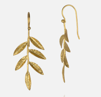 Gold tone delicate vine earrings