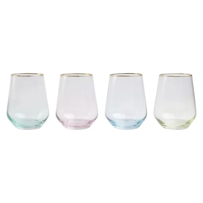 Rainbow Asst. S/4 Stemless Wine