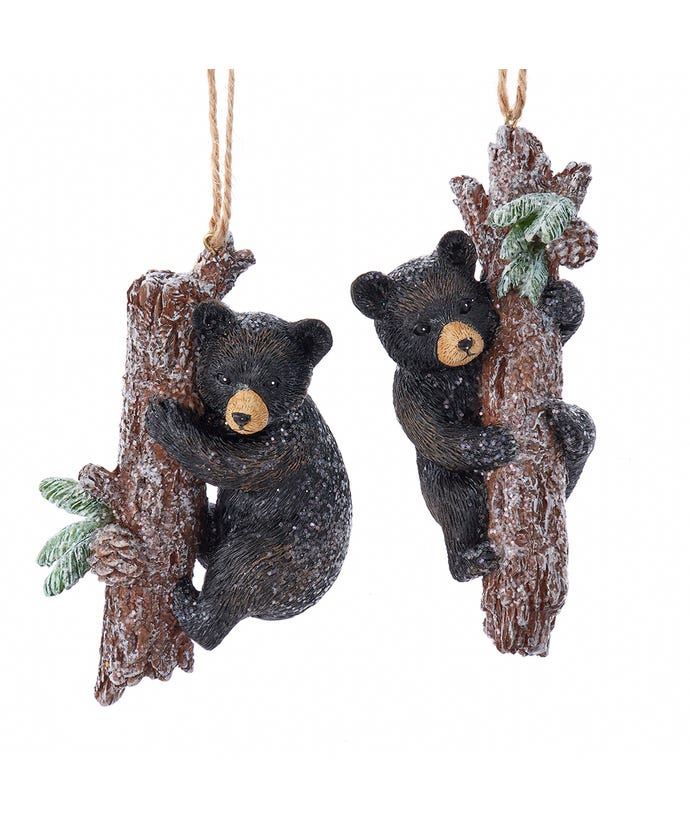 Black Bear With Mica Ornaments, 2 Assorted