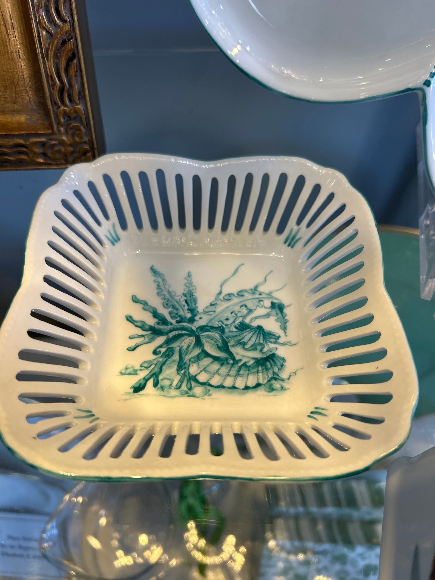 Underwater Scene, Teal Pierced 5" Dish