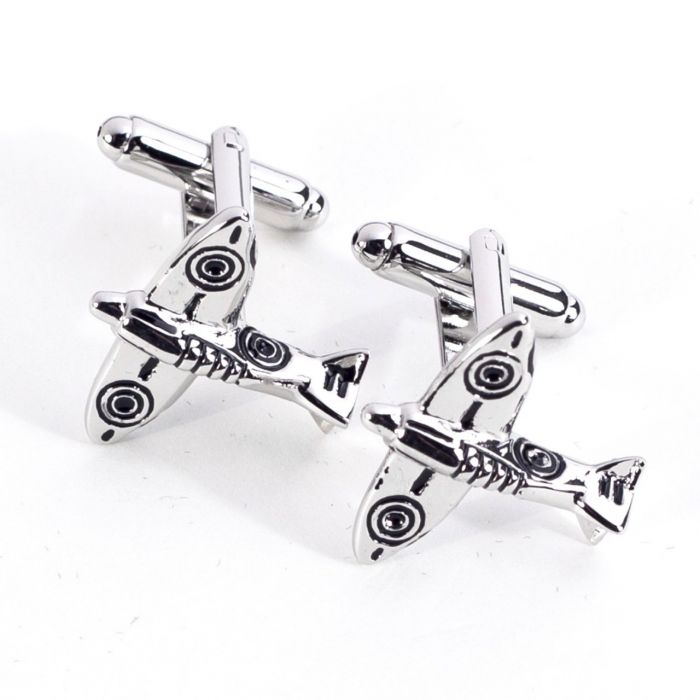 Rhodium Plated Cufflinks with "Airplane" Design