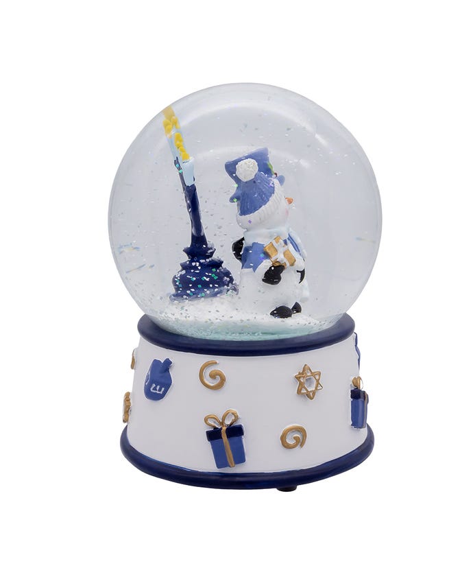 4" Musical Wind-Up Hanukkah Snowman Water Globe