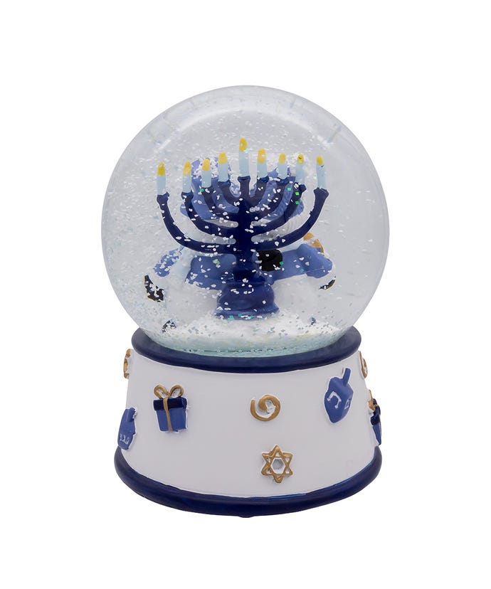 4" Musical Wind-Up Hanukkah Snowman Water Globe