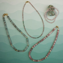 Rondelle Agate (Grey-Green tone), 18k Gold Ball Necklace