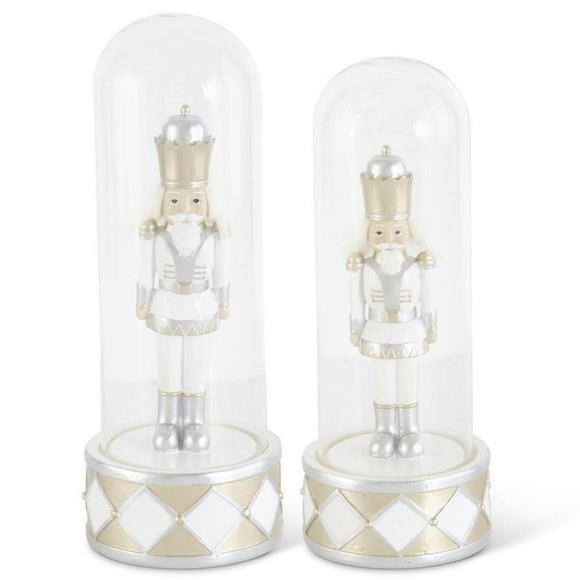 Silver & Gold Resin Soldier Under Glass Dome