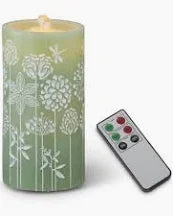 Water LED Flower Embossed Pillar Candle