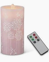 Water LED Flower Embossed Pillar Candle