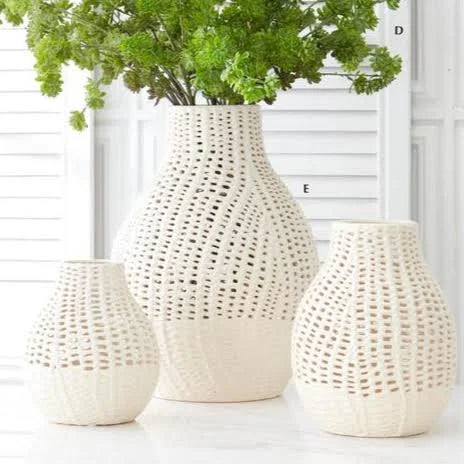 White 13" Ceramic Basket Weave