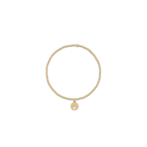 Classic Gold 2MM Bead Bracelet - Paw Print Small Gold Disc