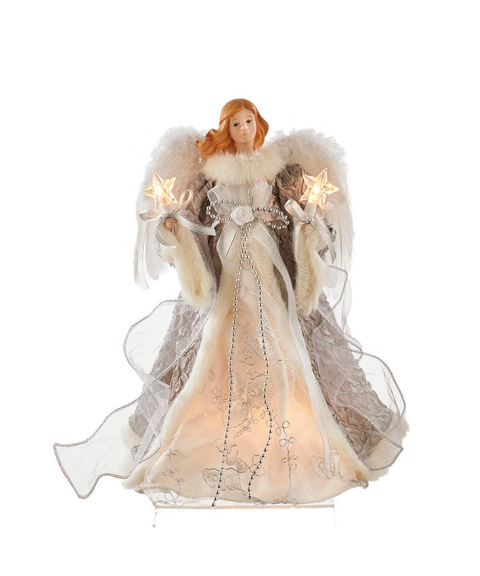 14" Silver and Grey Angel Treetop w/ UL 10-Light