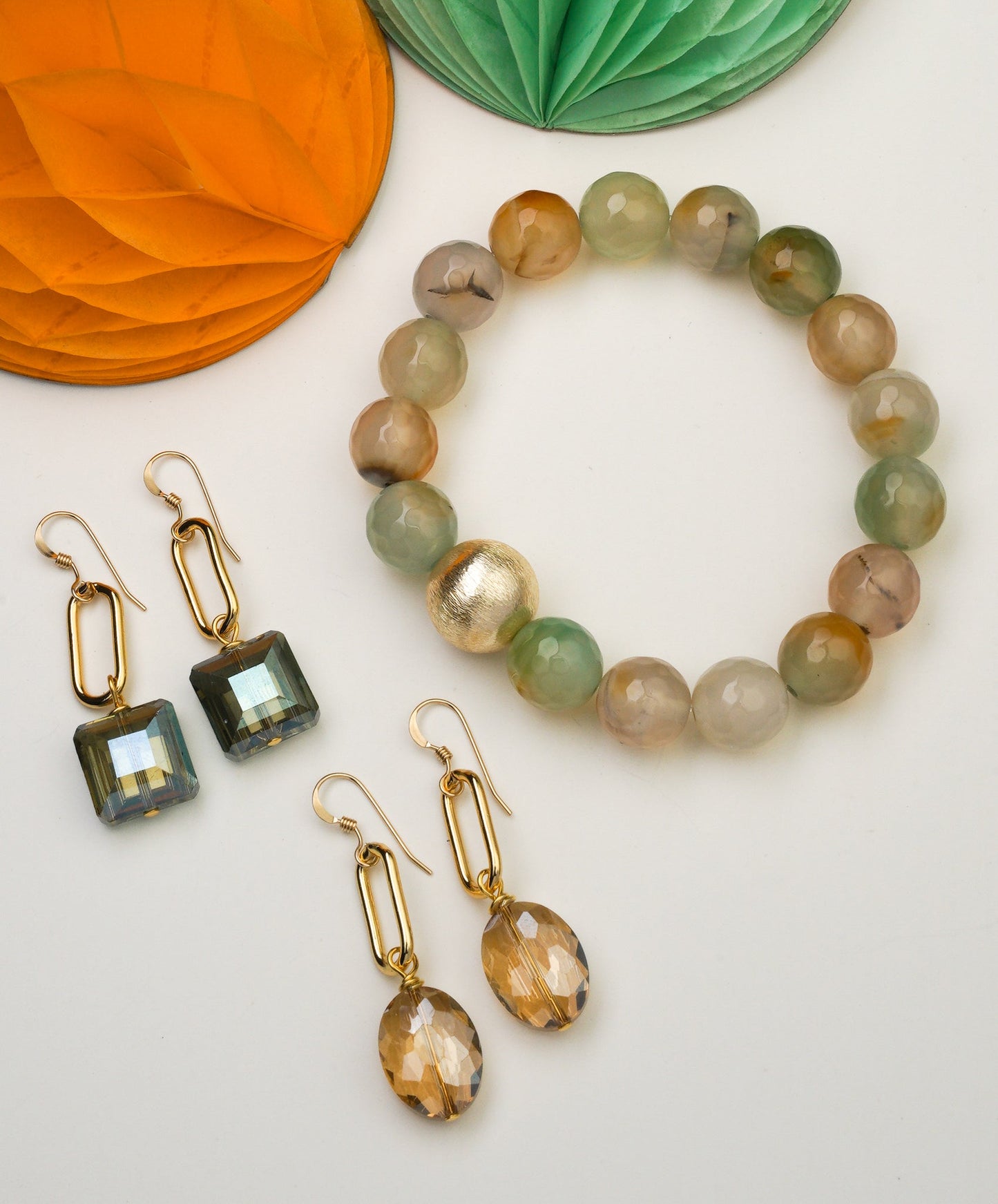 Lg Gold Paperclip/Crystal Earrings