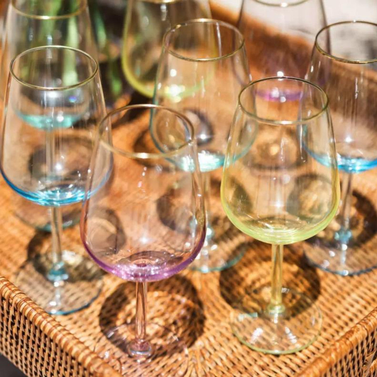 Rainbow Asst S/4 Wine Glasses
