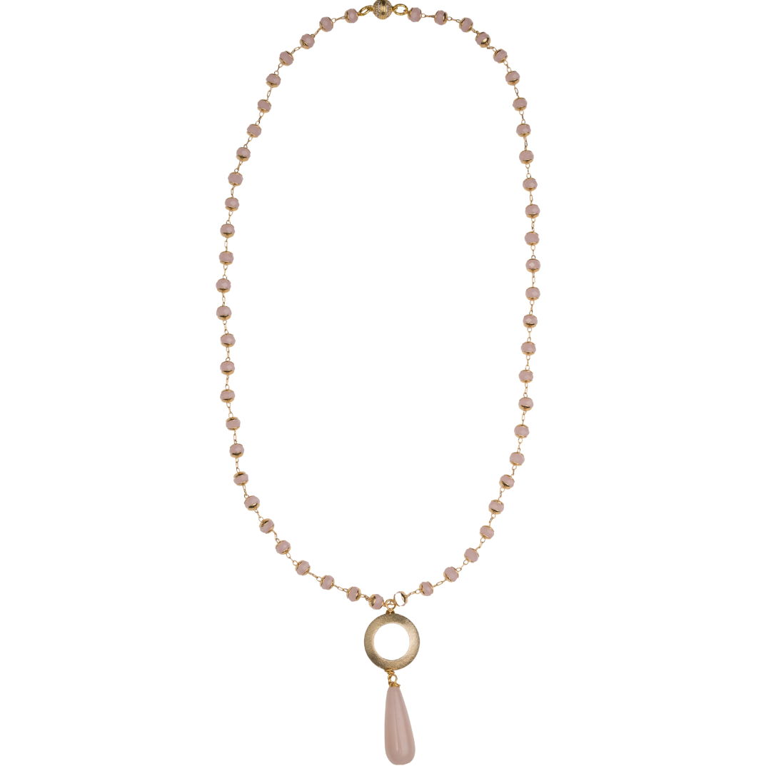 Rose Quartz Necklace, Blush Crystal Chain
