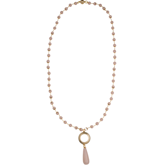 Rose Quartz Necklace, Blush Crystal Chain