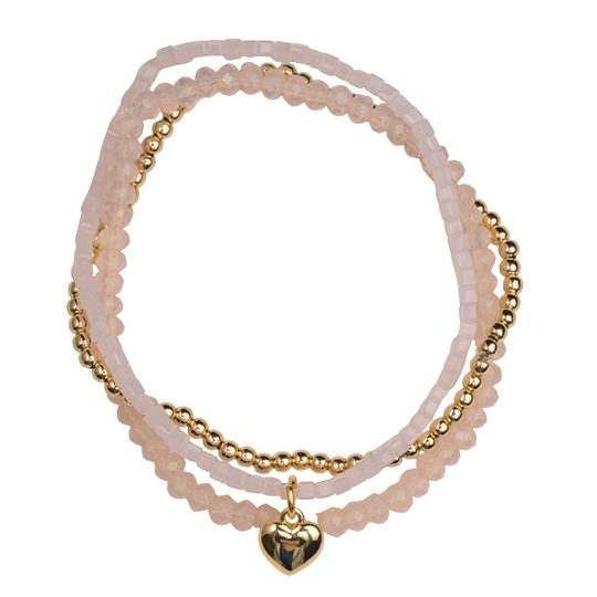 Mini Trio - Set of 3 Crystal, Stone, Gold Ball Bracelets
