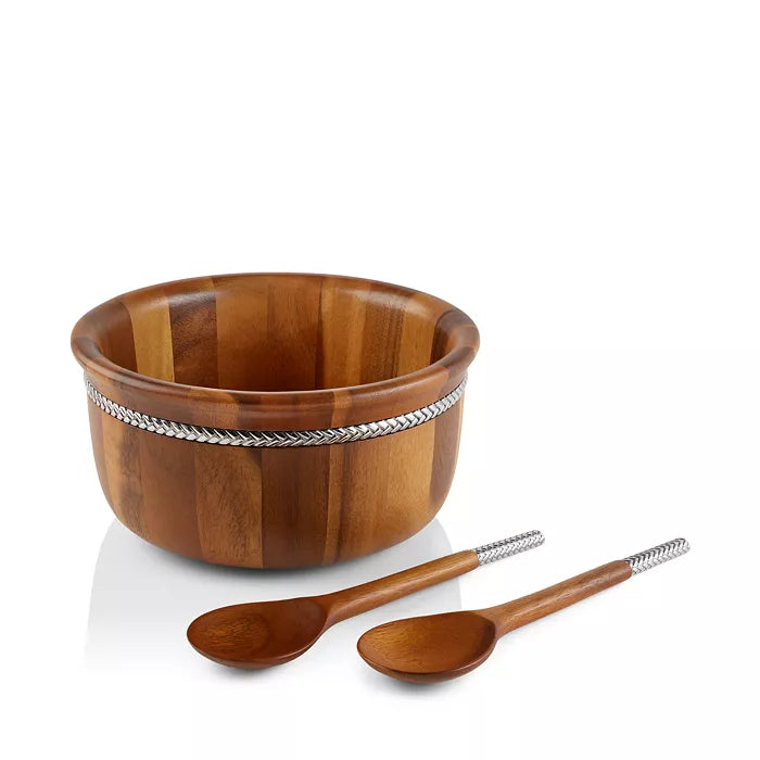 Braid Round Salad Bowl w/Servers