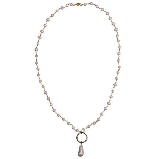 Pearl Chain on Gold & Baroque Pearl Necklace