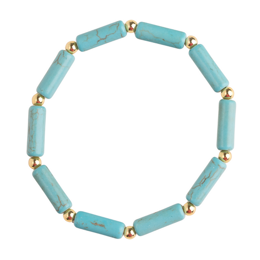 Turquoise Tube, 18k Gold Ball Bracelet