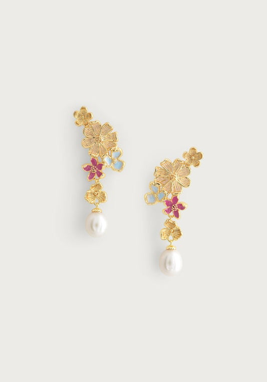 Wildflowers Pearl Drop Earrings