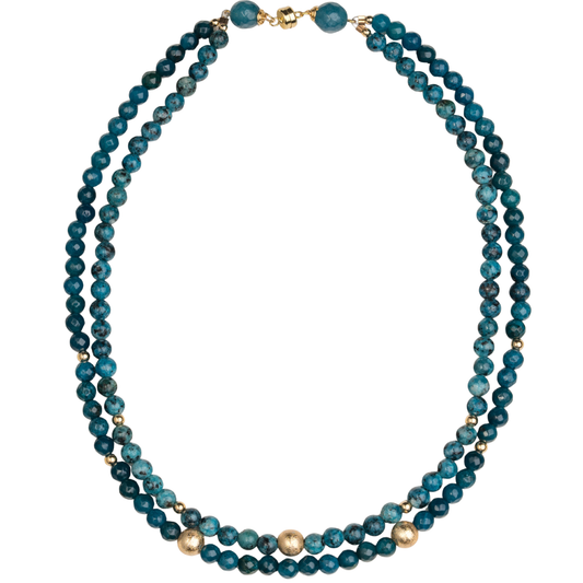 Double Agate, Jasper, Gold Ball Necklace