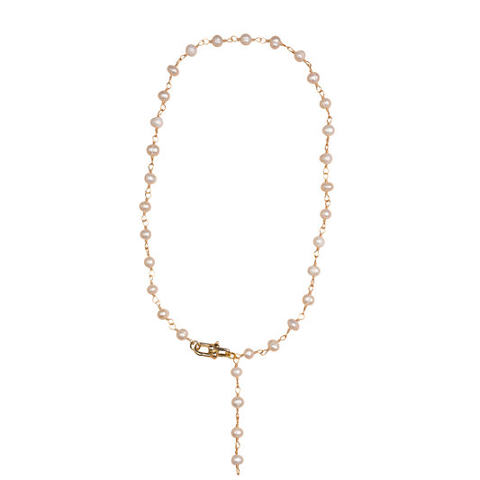 Pearl Chain & Horsebit Closure Necklace