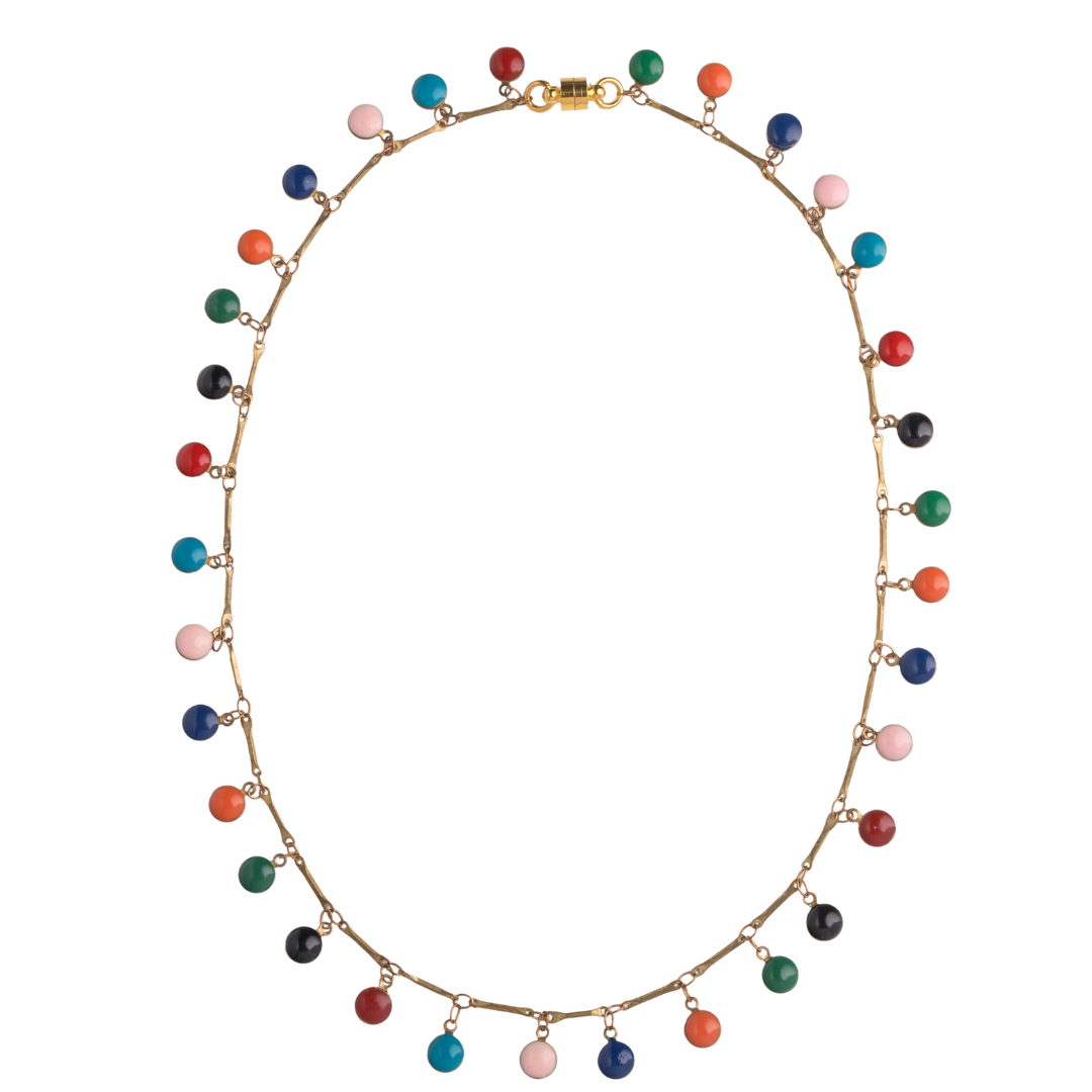 Multi Color Enamel Drop Necklace