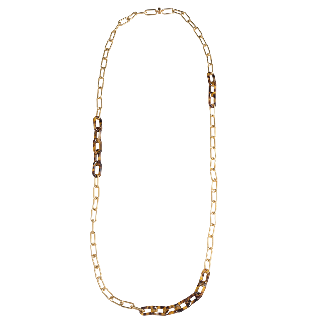 Gold Paperclip, Tortoise Chain Necklace