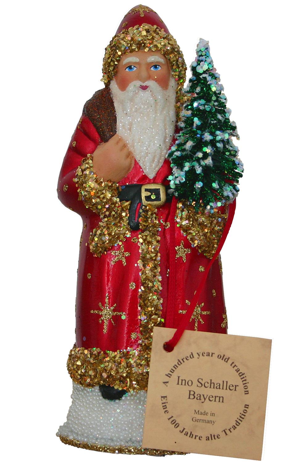 Santa shiny Red - 6.25"H x 2.5"W x 2.5"D