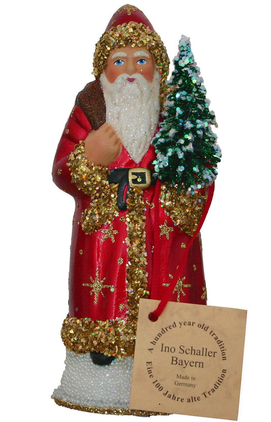 Santa shiny Red - 6.25"H x 2.5"W x 2.5"D