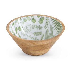 Wooden Bowl 8" Fern Enamel