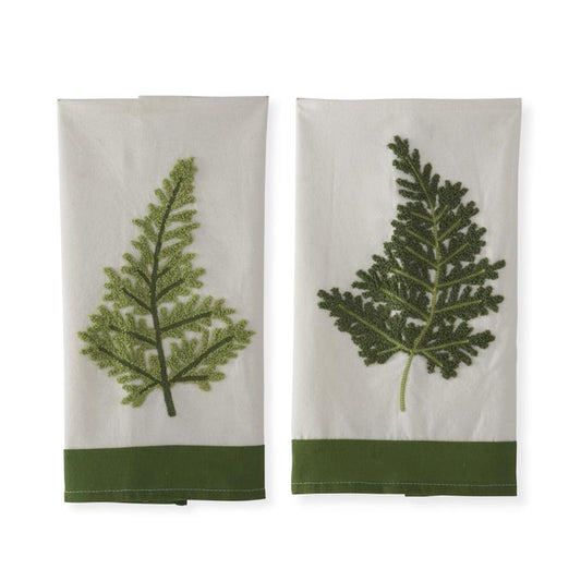 28 Inch Embroidered Fern Guest Towel