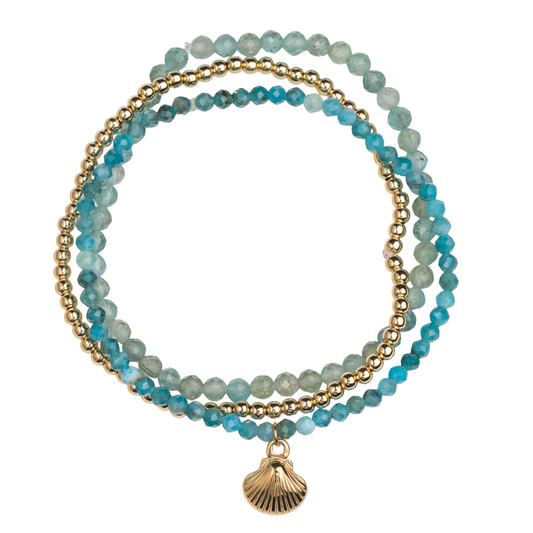 Mini Trio - Set of 3 Crystal, Stone, Gold Ball Bracelets