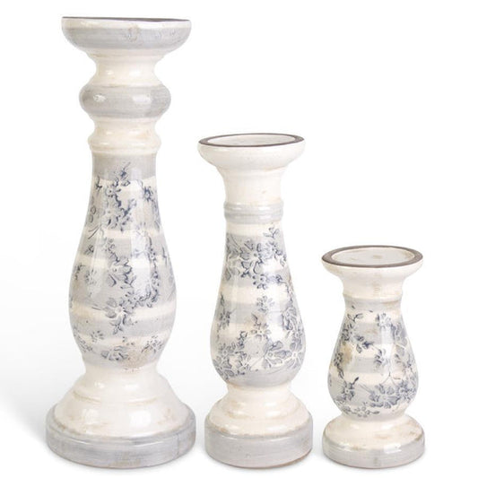 Med Crackle Floral Candleholder