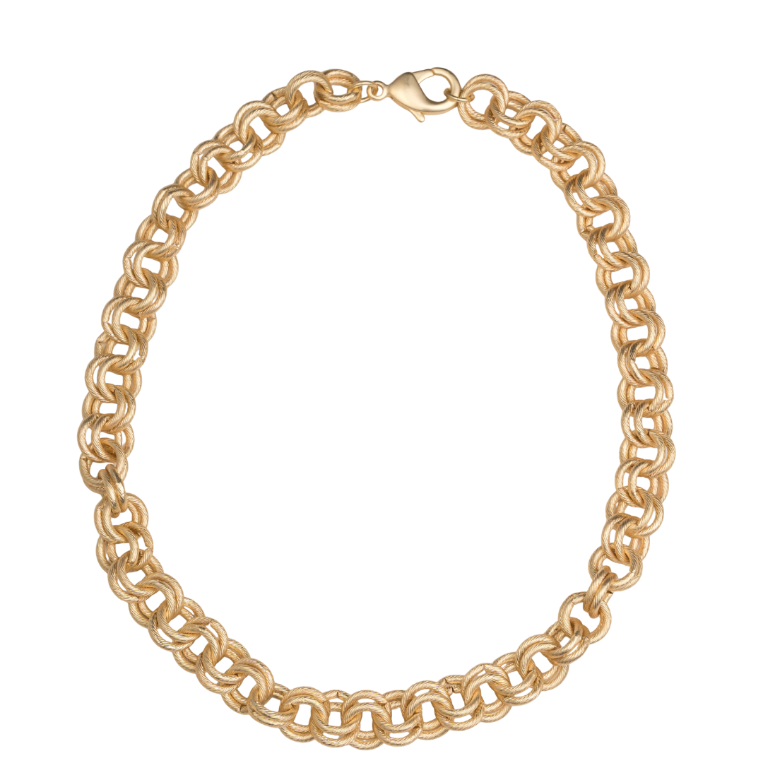 Matte Gold Double Circle Chain Necklace