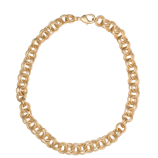 Matte Gold Double Circle Chain Necklace