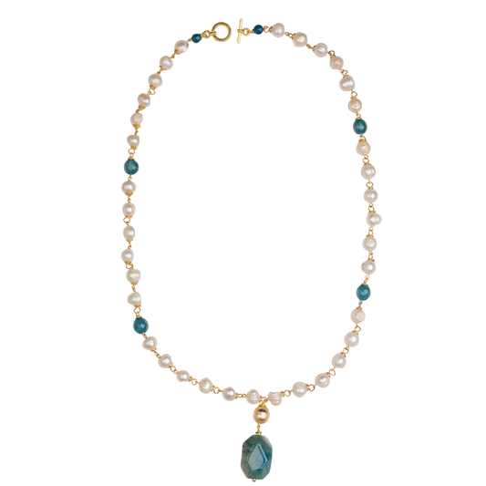 Pearl Chain Sea Agate Necklace