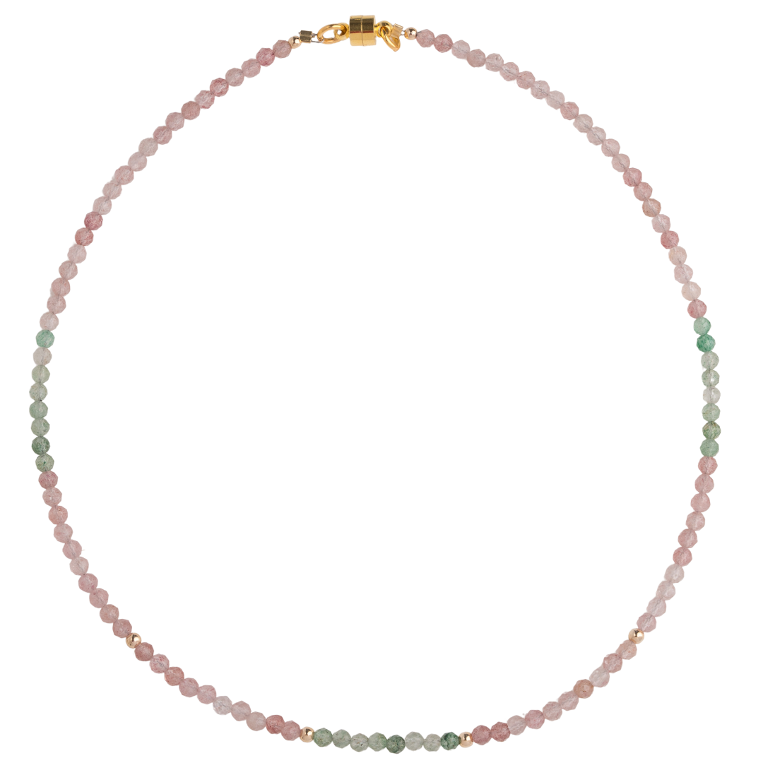 Pink Agate, 14k Gold Ball Choker