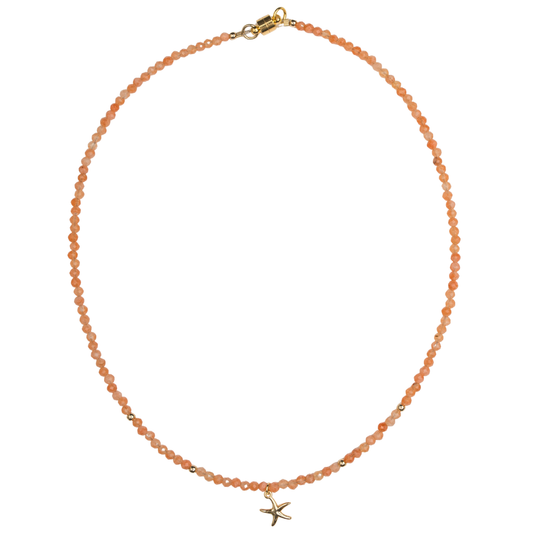 Coral Agate Starfish Necklace