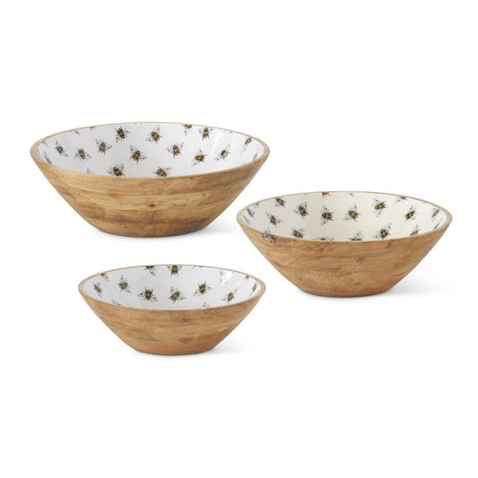 Wooden Bowl Sm Bee Enamel