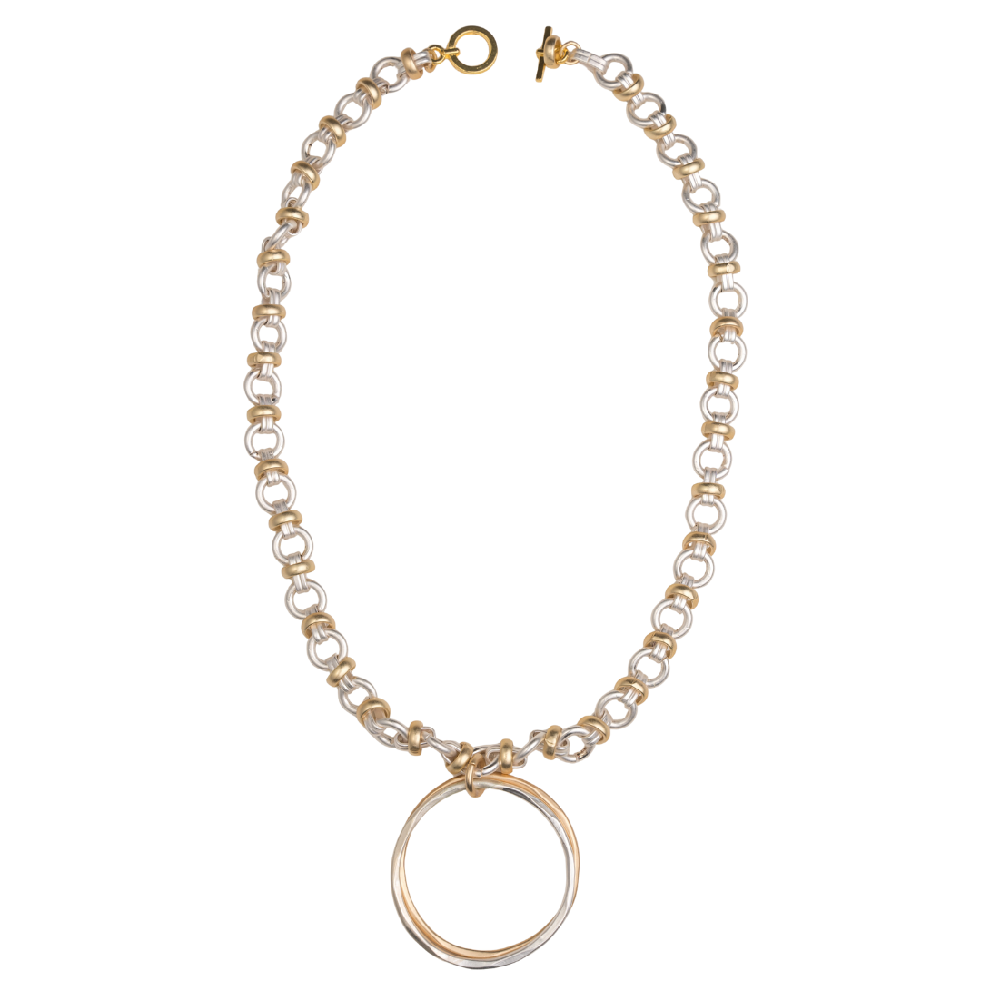 Two Tone Matte Silver/Gold Necklace