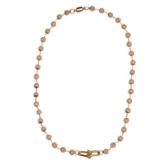 Horsebit Choker, Cream Crystal Chain