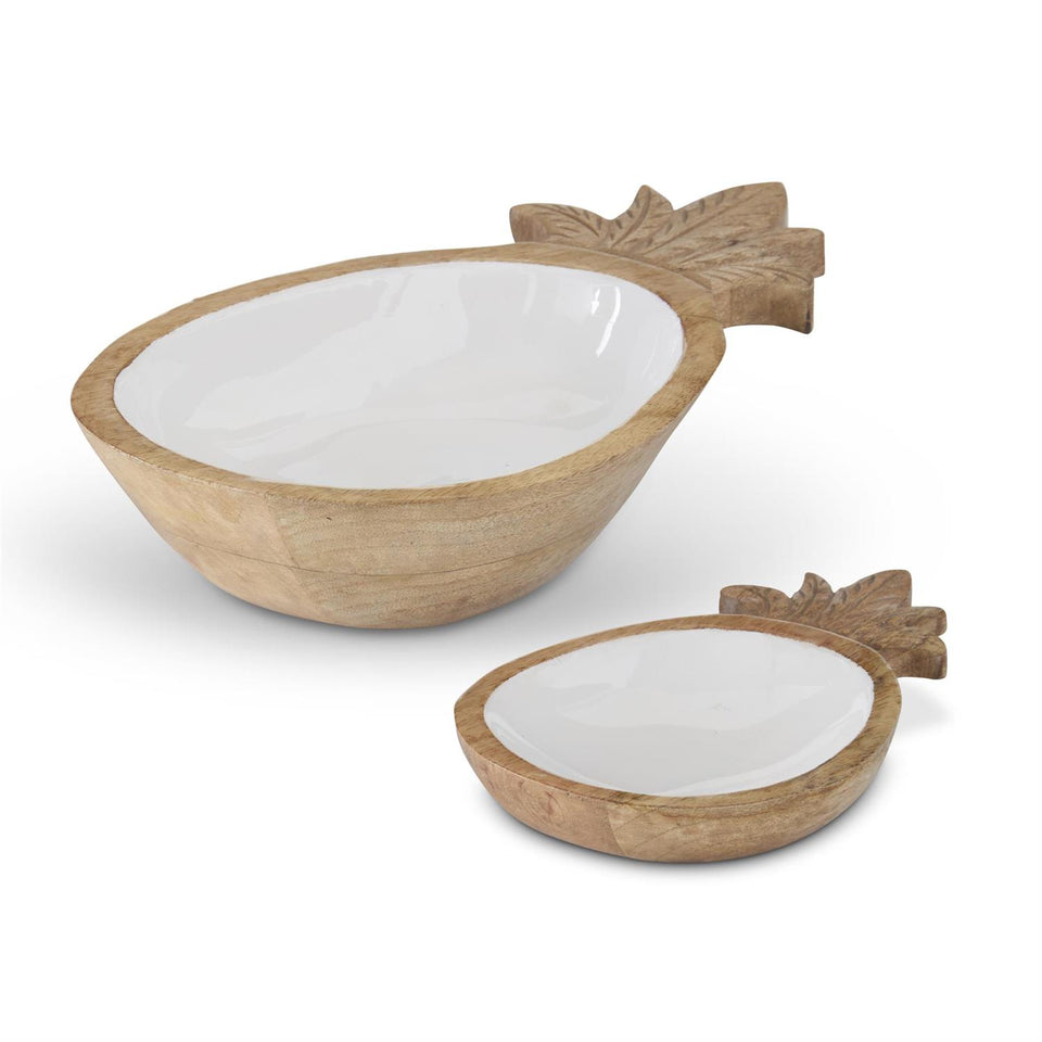 Set of 2 Pineapple Wood Nesting Bowls