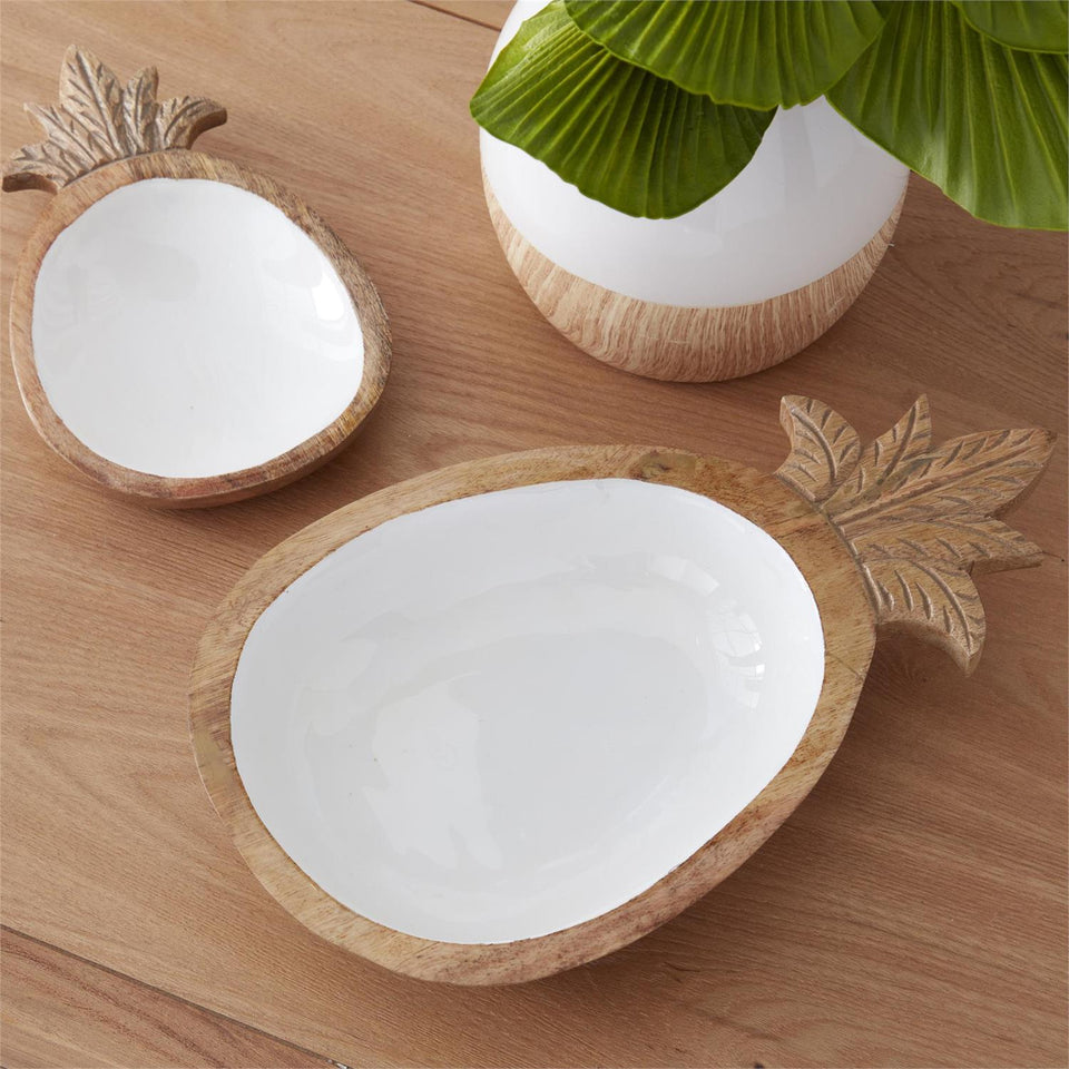 Set of 2 Pineapple Wood Nesting Bowls