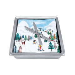 Crossed Skis Napkin Box Set