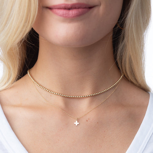 16" Signature cross gold charm necklace