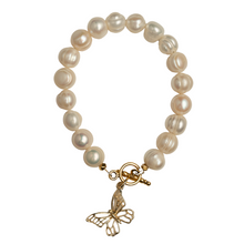 Freshwater Pearl, Butterfly Charm Bracelet