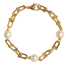 Small Horse Bit Chain, Pearl Bracelet
