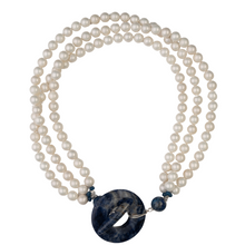 Shell Pearl, Sodalite Toggle Necklace