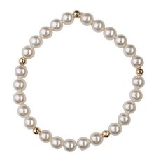 6mm Shell Pearl, 14K Gold 5 Ball Bracelet